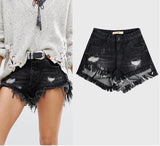 Star! Black Ripped Shorts, Black Jeans, Ripped Denim Hot Pants, Bottoms,Femme Bottoms - Bohedian.Shop