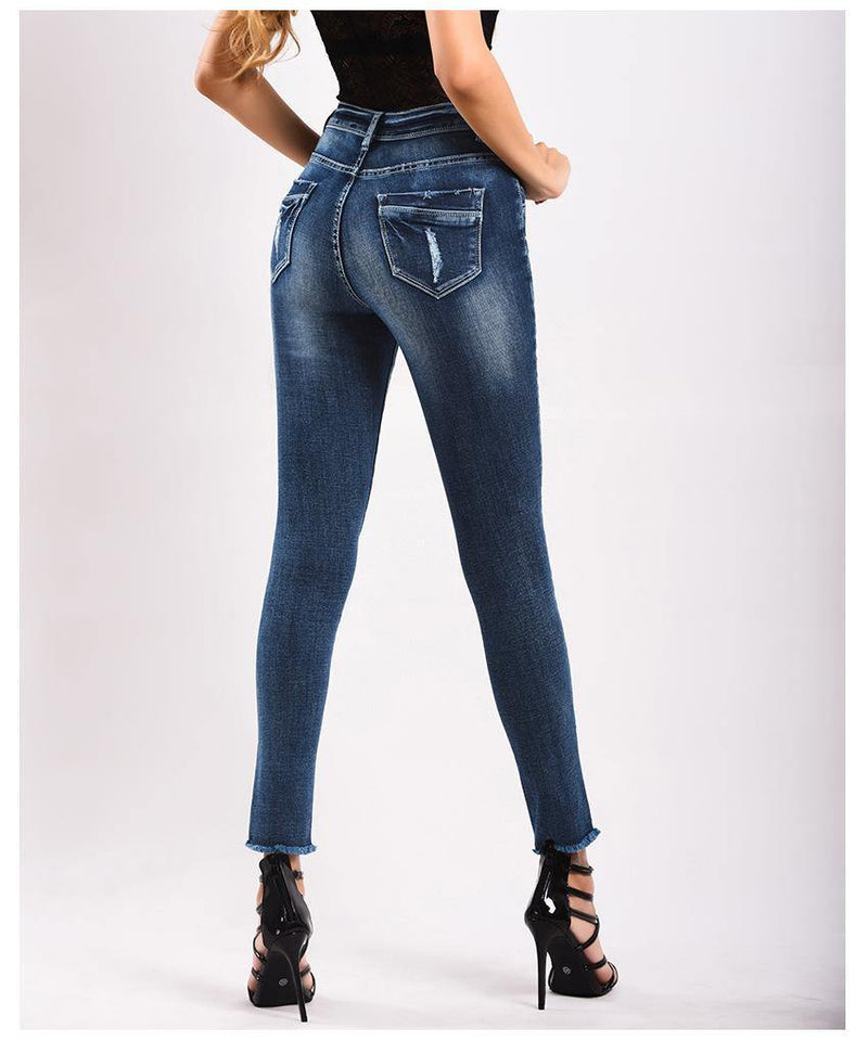 Thick! Blue Skinny Jeans, Winter Denim, Bottoms, Women Jeans, Femme Bottoms, Pants-TownTiger