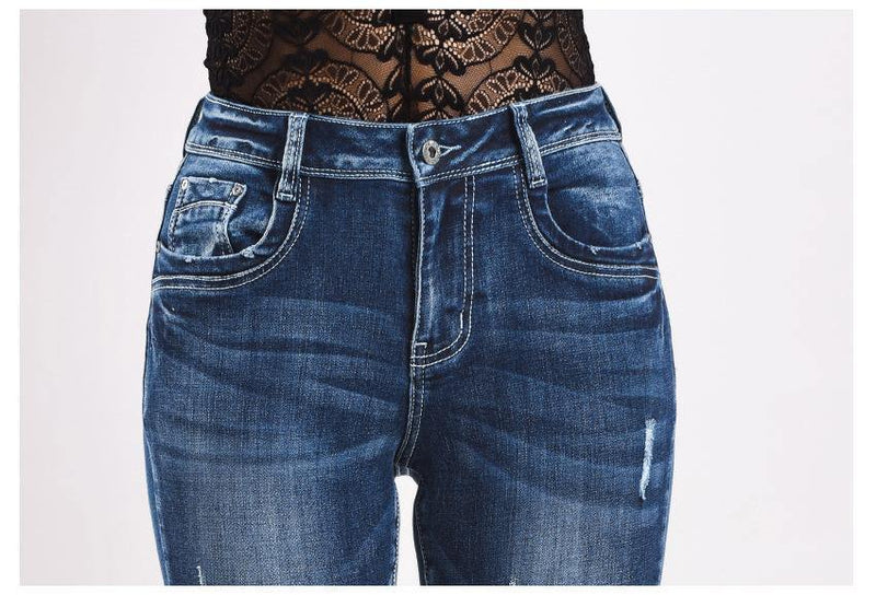 Thick! Blue Skinny Jeans, Winter Denim, Bottoms, Women Jeans, Femme Bottoms, Pants-TownTiger