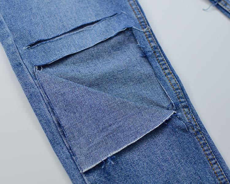 Torn! Ripped Blue Jeans, Denim, Bottoms, Women Jeans, Femme Bottoms, Pants Trousers-TownTiger