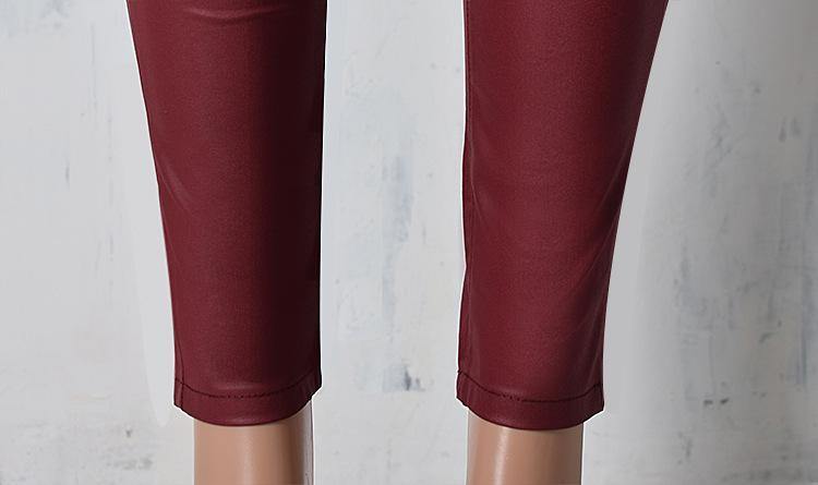 Wine PU Skinny! Leather Pants, Bottoms, Women Femme Bottoms, Pants-TownTiger