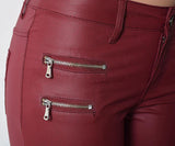 Wine PU Skinny! Leather Pants, Bottoms, Women Femme Bottoms, Pants-TownTiger