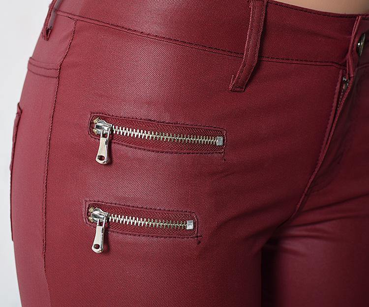 Wine PU Skinny! Leather Pants, Bottoms, Women Femme Bottoms, Pants-TownTiger