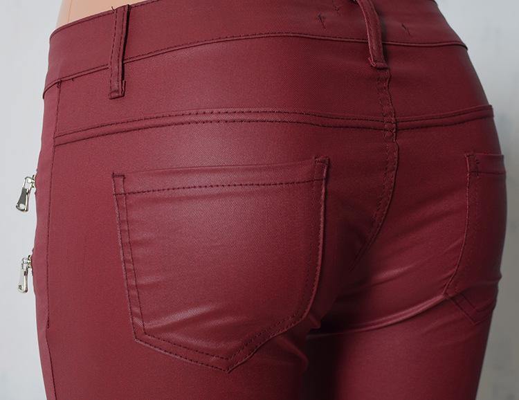 Wine PU Skinny! Leather Pants, Bottoms, Women Femme Bottoms, Pants-TownTiger